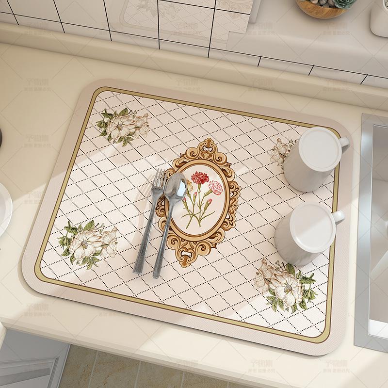 Mud Absorbent Quickly Dry Heat Resistant Non-Slip Tableware Pad Dish Drying Mat Placemat Coffee Mat