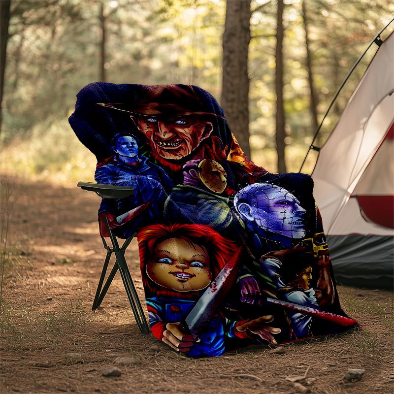 1pc Chucky1 Theme Blanket - Digital Print, Polyester, Cozy for All Seasons, Perfect for Outdoor, Camping, and Travel