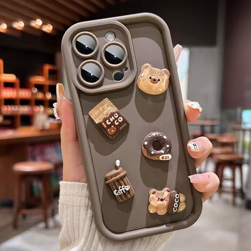 

Милий 3D Ведмедик Медовий Пончик Кава Чохол для Телефона для Samsung Galaxy A06 A26 A36 A25 A16 A34 S25 Ultra S24 FE S23 S22 Plus М яка Кришка S24