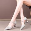 Pointed Toe High Heels Rhinestones Women's Closed Sandals Designer New Breathable Fashion Luxury 2025 Casual Ladies Shoes Sale