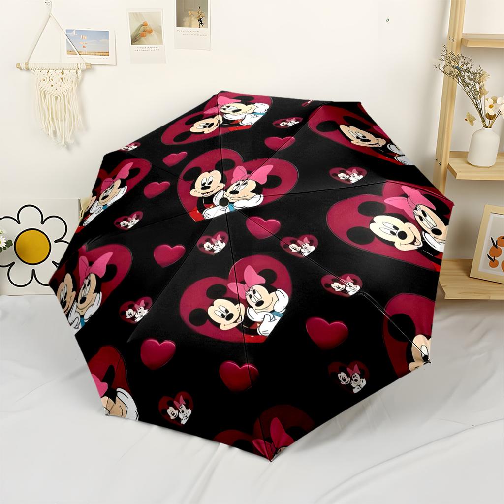 Mickey And Friends Adventure 2 Compact Travel Automatic Umbrella Retractable Design with 8-Rib Durability Sturdy Construction All-Season Use
