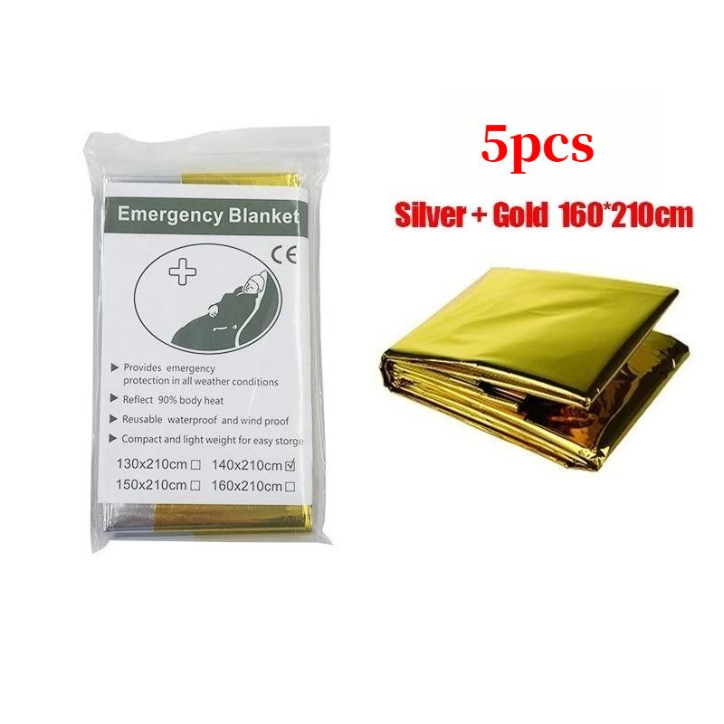 Emergency Thermal Poncho Blanket Lightweight Water-Resistant Windproof Sunshade Reusable First Aid Mat Pad Cover for Camping