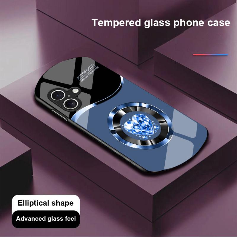Okrągły Diament na Apple IPhone 16 11 13 15 14 Pro Max 12 Mini 7 8 Plus XR X XS Etui na telefon ze szkła hartowanego o eliptycznym kształcie