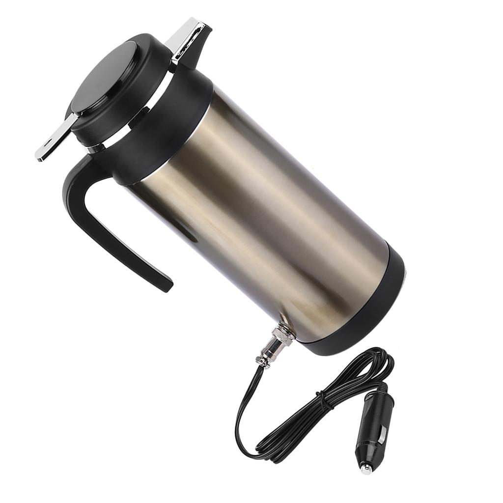 1000ML 12V 24V Stainless Steel Electric In Car Kettle Travel Thermoses Heating Water Bottle