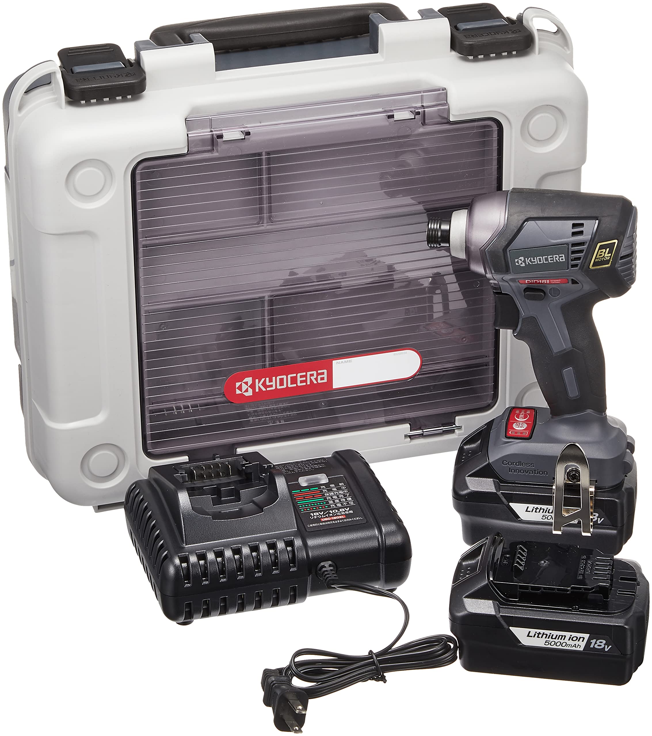 

Kyocera Professional Rechargeable Impact Driver DID181L5 655255A Black LED Light for Comfortable Screw Tightening Even in Dark 18V Maximum Tightening чорний