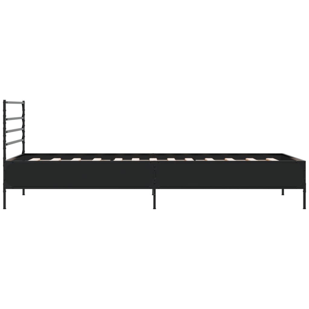 Bed Frame Black 75x190 cm Particleboard and Metal