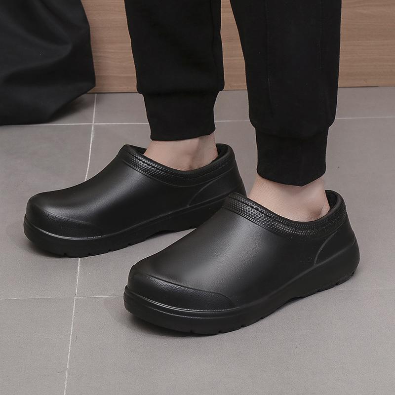 Men's Chef Shoes Waterproof Oilproof Kitchen Shoes Non-slip Garden Clogs Man Winter Warm Work Shoe EVA Sandal Casual Shoes