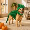 Vtipný dinosauří obleček Kostým kostlivce pro mazlíčka, Halloweenský obleček pro psa, Měkký teplý cosplay kostým pro psy kočky, Doplněk oblečení pro koledování