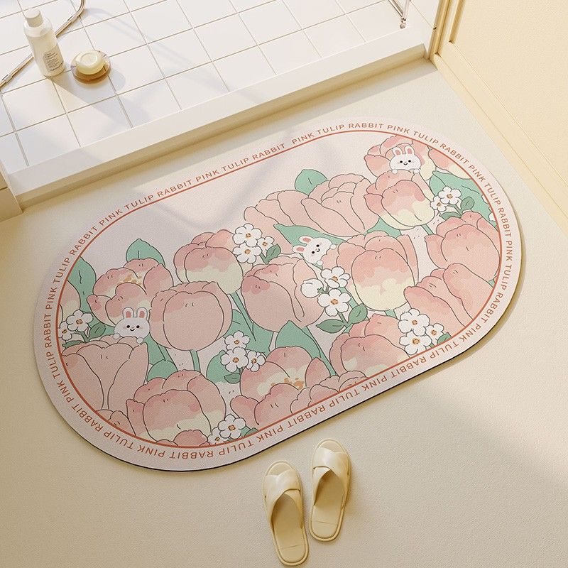 

Cute Cartoon Animal Diatom Mud Bathroom Non-Slip Floor Mat Toilet Water Absorption Quick Drying Dirt-Resistant Easy Care Wear-Resistant Floor Mat 50*80cm