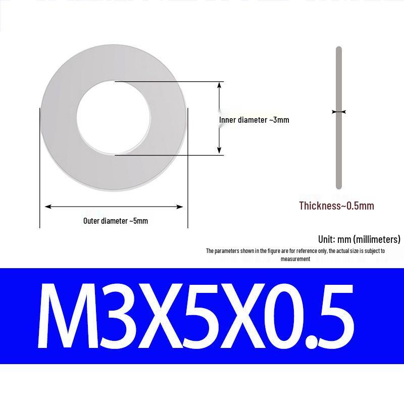 304 Stainless Steel Ultra-Thin Flat Washer, Thickness: 0.1/0.2/0.3/0.4/0.5 Mm, Sizes M1-M8
