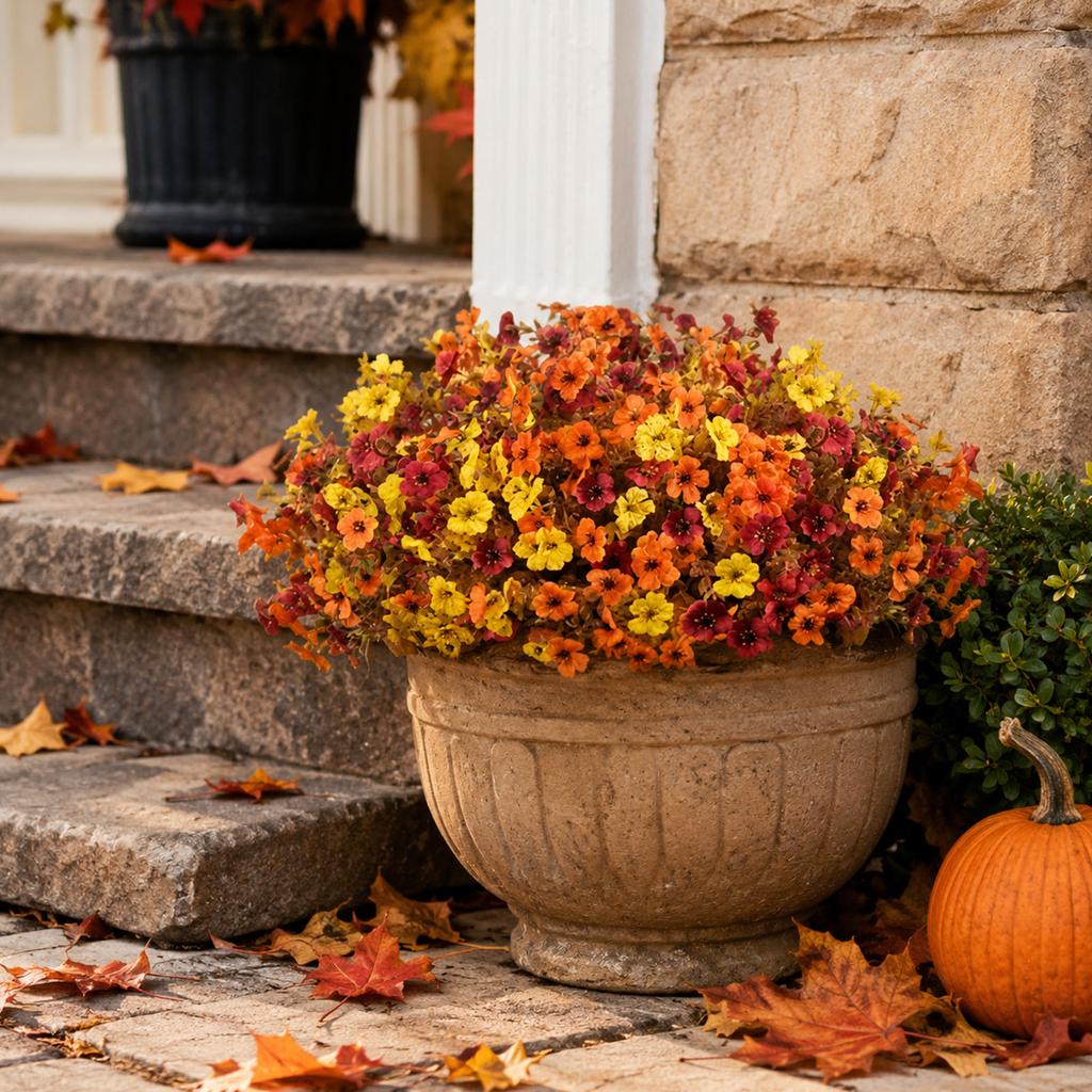 Artificial Fall Flowers for Halloween Outdoor Decor - Realistic Maintenance Free