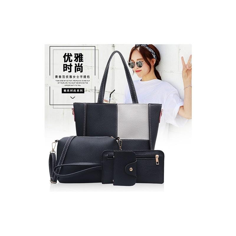 Fashion Women Splicing Color Shoulder Bag Pu Leather Handbag Holder Messenger Bag 4cs With Premium Quality Materials And Timeless Design