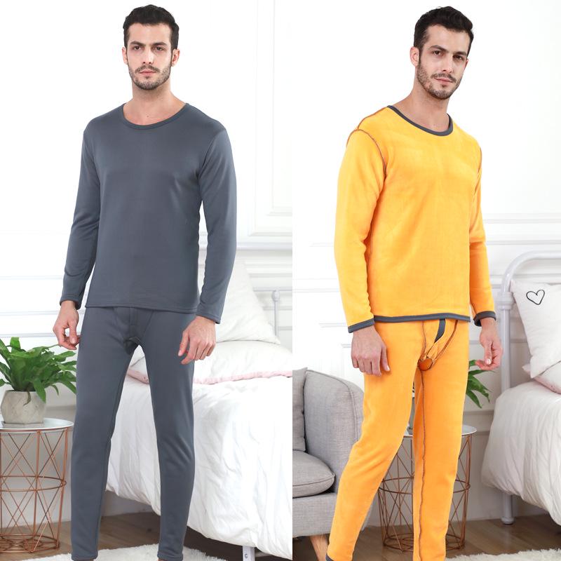 Men's Plus Size Velvet Thermal Underwear Set - Thickened for Autumn Warmth