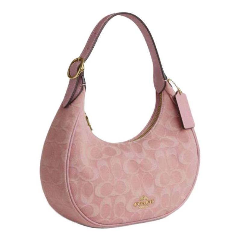 Coach Classic Presbyopia Gold Logo Shoulder Bag Women's Pink