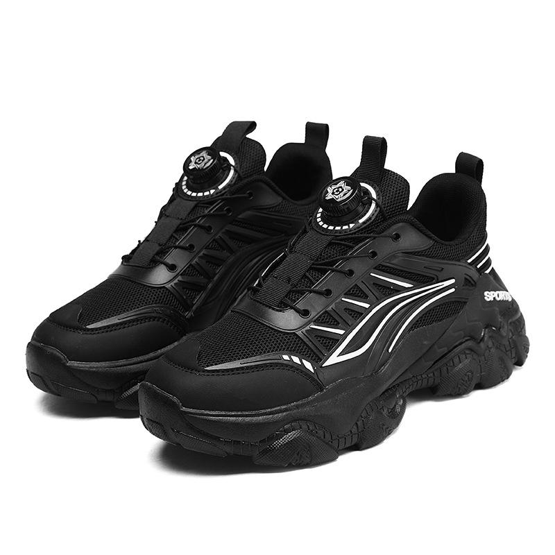 Men's Shoes Autumn New Mecha Leather Surface Rotating Buckle Dad Shoes Platform Casual Sports Shoes Youth Fashion Shoes