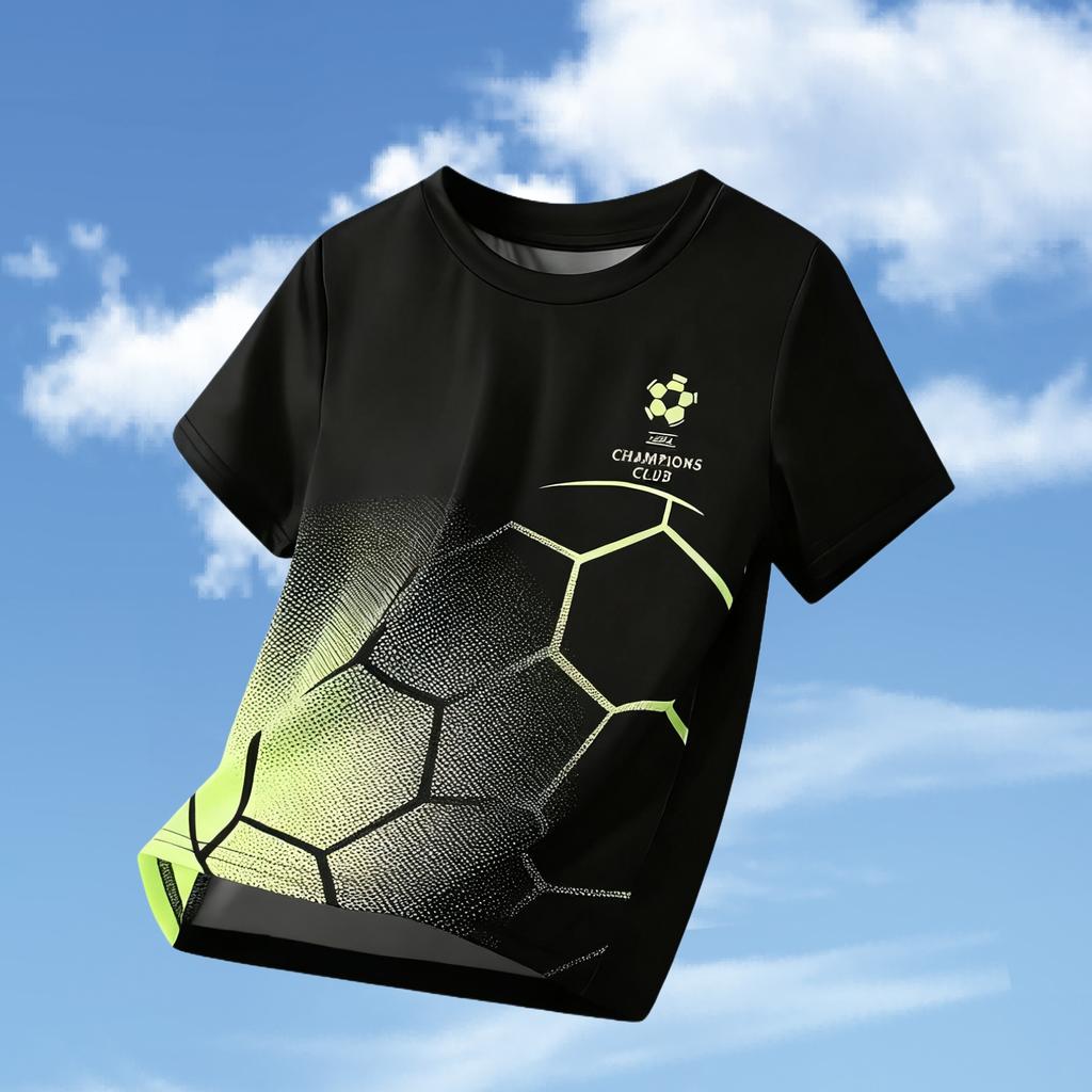 Unisex Kids Football Short Sleeve T Shirt 2-14Y Outdoor Moisture Wicking Soccer Jersey Casual Children Wear
