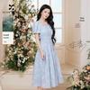 Xiangying Women's Floral Print Square Neck Midi Dress