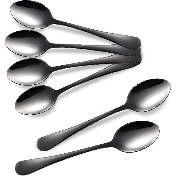 Espresso Spoons, Tea Spoons Set of 6, Mini Coffee Spoon, 4.7" Stainless Steel Small Spoon Set for Coffee, Tea, Dessert, Appetizer, Sugar, Dishwasher