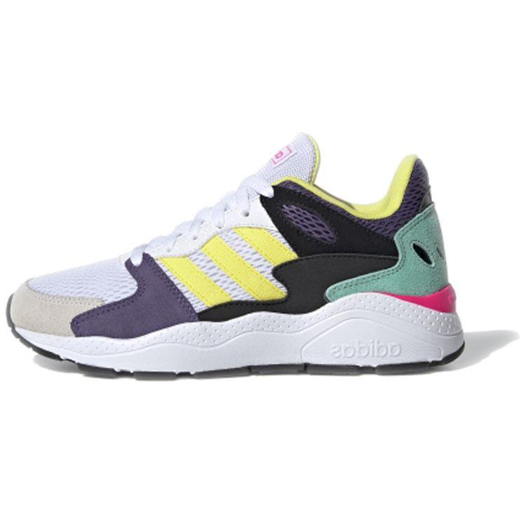 Adidas Neo Crazychaos Casual Comfortable Trendy Shock Absorption Low Top Marathon Running Shoes Women Sneakers Green Yellow Purple FX3574