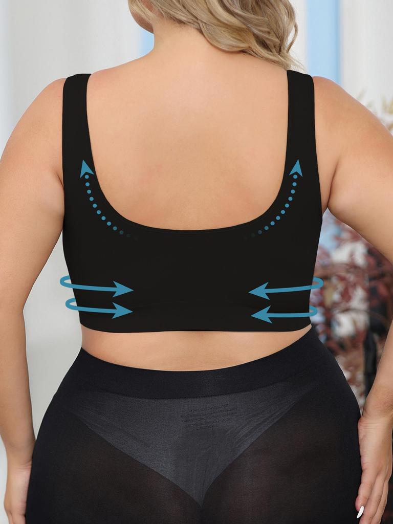 Women's Plus Size Bras with No Wire Shaping and Lifting To Prevent Spillage and Sagging - Detachable Pads BLACK 1XL-4XL