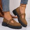 2025 Round Toe Platform Mary Jane Shoes Women British Style Thick Bottom Pu Leather Shoes Woman Comfort T Strap Loafers Size 42