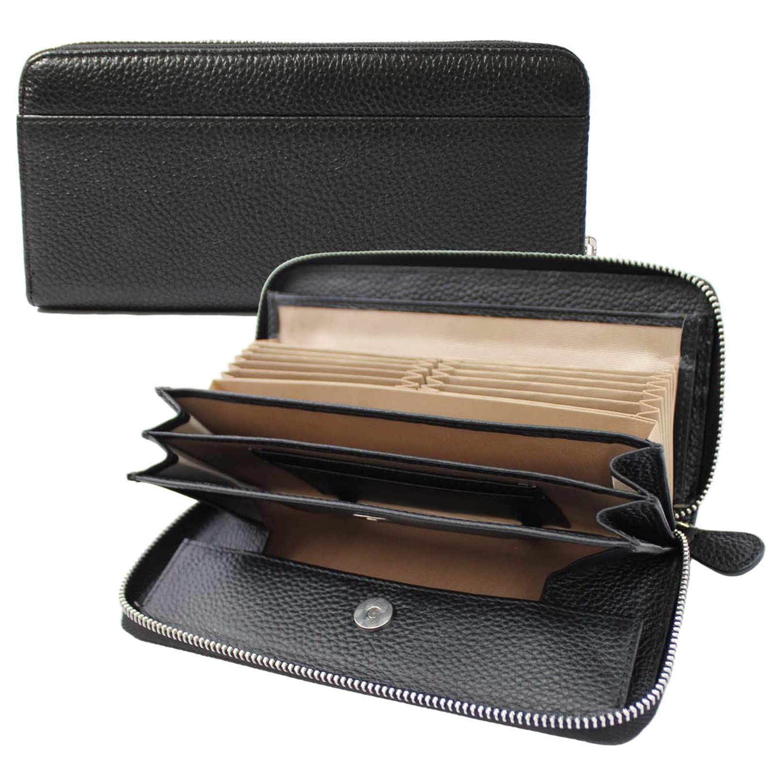 

ABADNE Women s Long Wallet with Coin Purse, Genuine Leather Wallet, Large Capacity, Card Slots (Black)