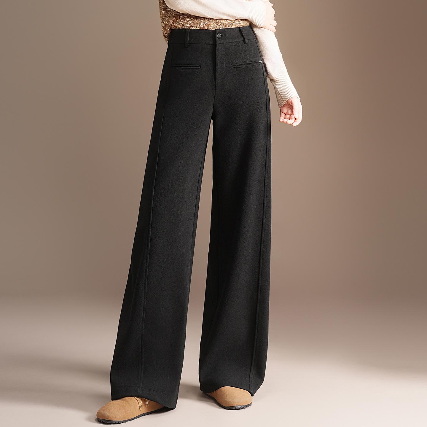 Women s Winter High Waist Woolen Wide-Leg Pants - Warm, Stylish & Flattering Fit M
