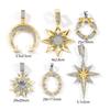 1 Stück Messing Charms Stern Mond Oval 18K Gold Plated&Silber Plated Zweifarbig Klare Kubische Zirkonia Anhänger Für DIY Halskettenherstellung