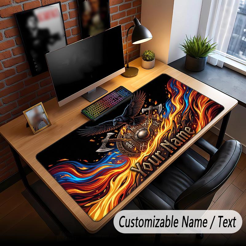 Bat Raven Theme Custom Mouse Pad Personalized With Name Text Customized Desk Mat For Office Home Decor
