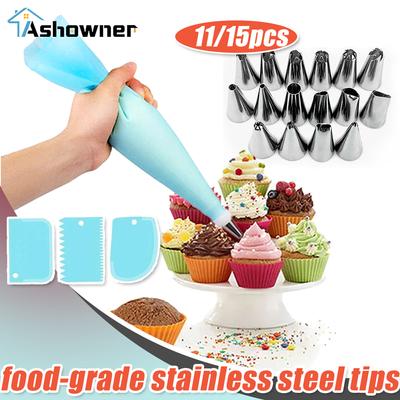 11/15pcs Set Cream Nozzles Pastry Tools Accessories For Cake Decorating Tools Pastry Bag Kitchen Bakery Confectionery Equipment