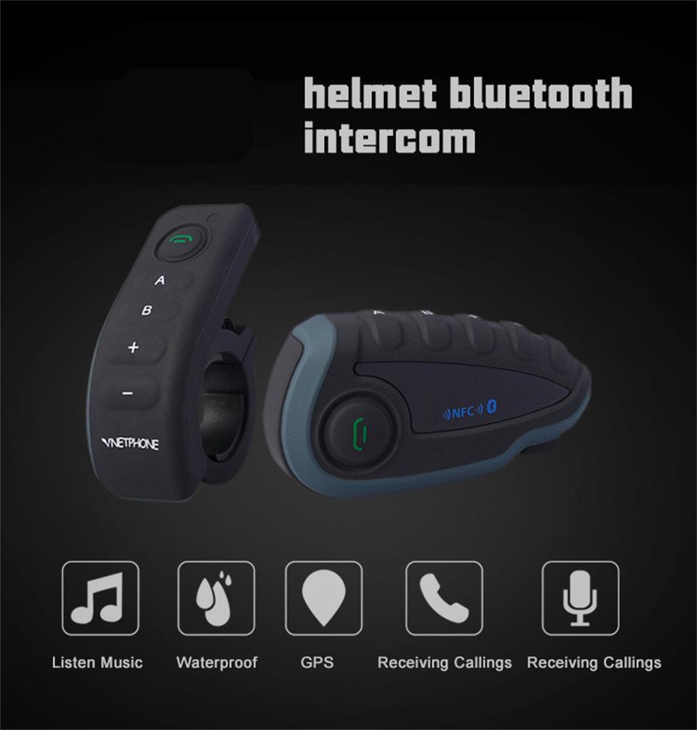 1× Motorcycle Helmet Bluetooth Interphone Headset NFC Remote Control Full Duplex