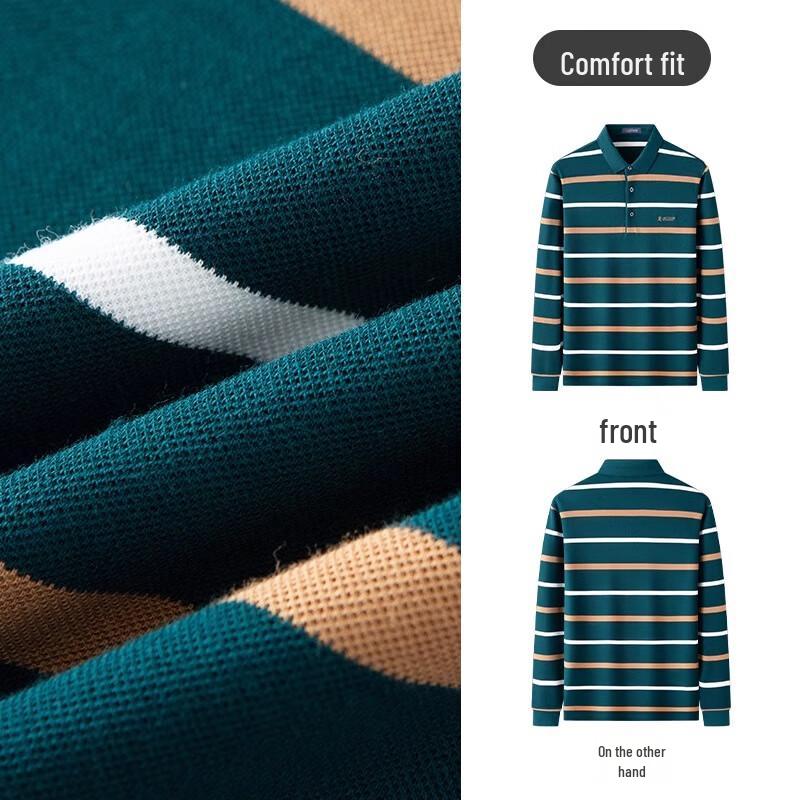 MONTAGUT Men's Pure Cotton Long Sleeve Business Casual Polo Shirt