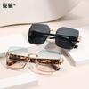 New fashion sunglasses women trend half frame trimmed sunglasses Internet celebrities pose UV protection sun eye