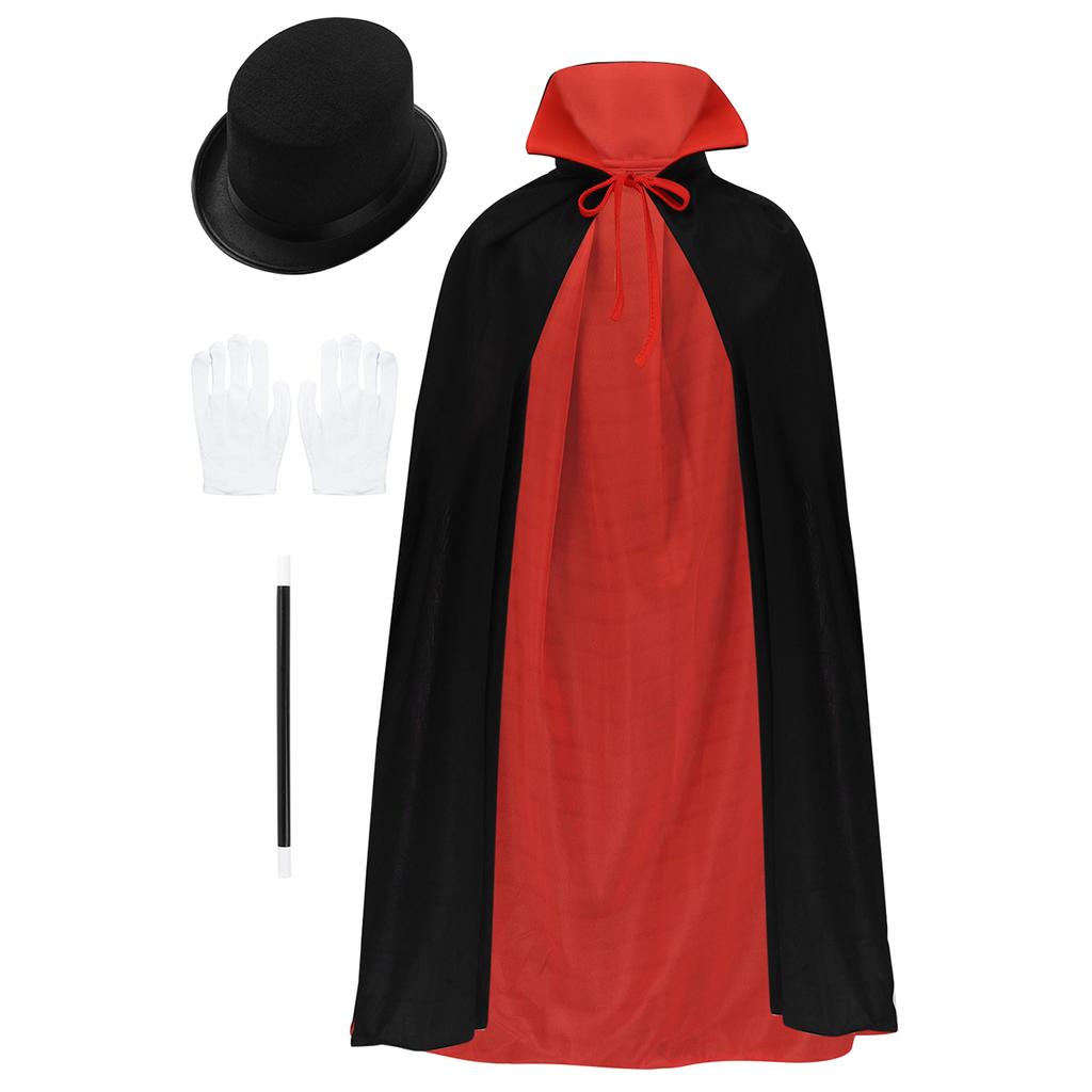 Complete Kids Magician Costume Set: Includes Waistcoat, Cape, Hat, Magic Wand & Gloves for Stage Role Play & Jazz Dance