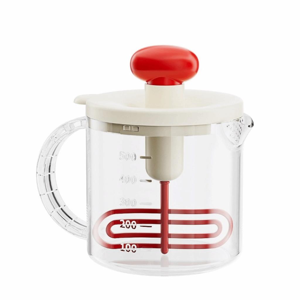 Hand Mixer Press-Type Manual Mixing Cup Clear with Scale Egg Mixing Cup Sturdy Large Capacity Manual Stirring Cup Kitchen Gadget