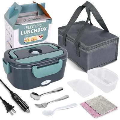 Contenitore per il pranzo riscaldato elettrico 2 in 1 per auto e casa 12 V 220/110 V Contenitore per il pranzo Bento in acciaio inossidabile portatile Contenitore per alimenti Bento Box