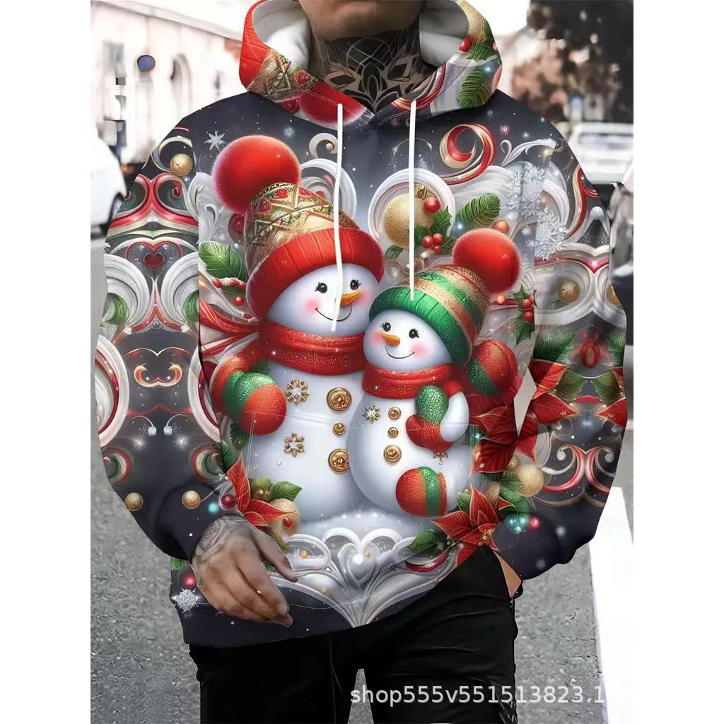 3D Digital Print Christmas Hoodie - Europe & America Style
