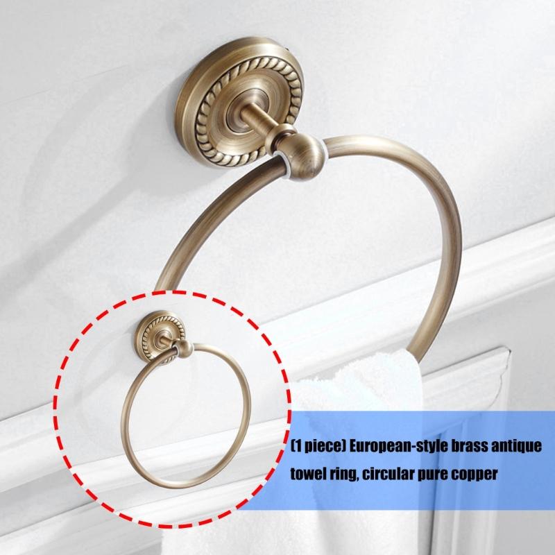 Copper Towel Rings Wall Mounted Bath Hand Towel Holder Round Vintage Simple Towel Rack Bathroom Accessories Enduring