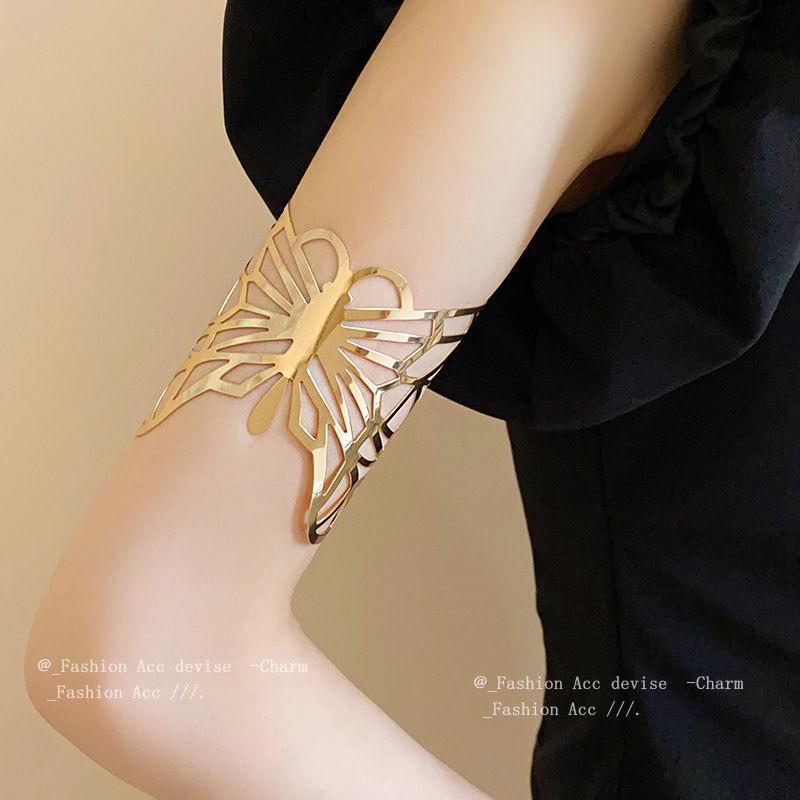 Minimalist Double-Layer Hollow Armlet: European & American Style, Exaggerated & Fashionable High-End Bracelet