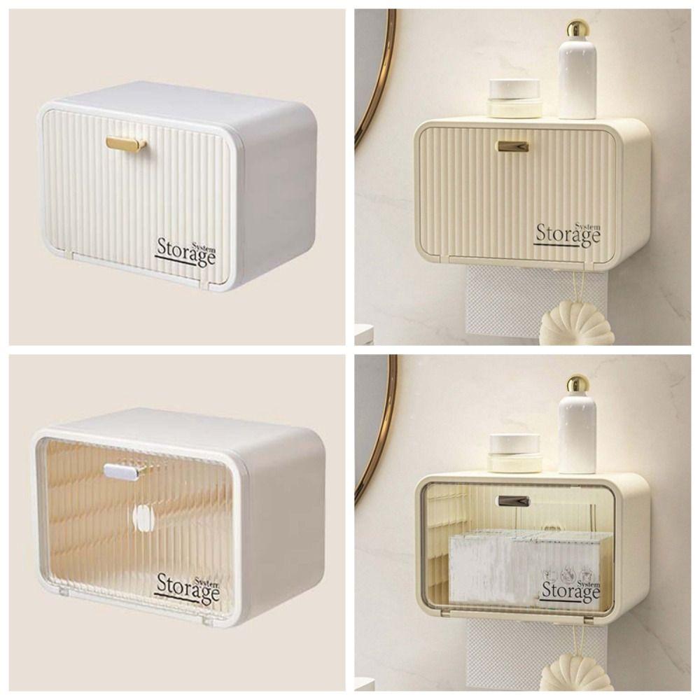 Large Capacity Transparent Storage Rack Wall Mounted Toilet Paper Organizer  Bedside Table