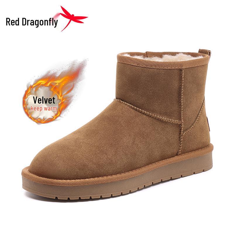 Женские снежные ботинки на толстой подошве Red Dragonfly - Зимние короткие ботинки с плюшевой подкладкой 36 верблюд