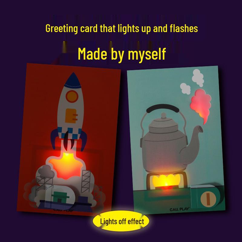 Ke Da Duck Magic Paper Circuit DIY Light-Up New Year Greeting Card - Educational Physics Toy
