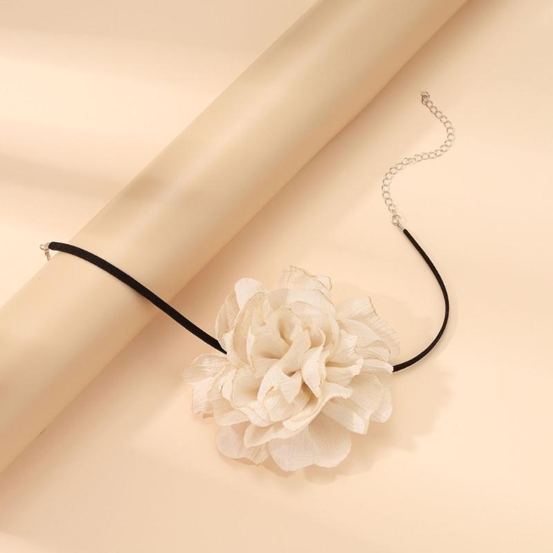 Big Flower Collar Choker Necklace Gothic Lolita-Black Collarbone Chain Necklace Jewelry Ornament Perfect Christmas-Decor