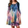 Plus Size Women's Gradient Print Casual Spring/Autumn Pocket Round Neck Long Sleeve Dress