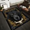 Black Bear Head with Gold Ornate Design and Skull Accent Carpet Suitable for Use As an Anti-slip for Living Room Bedroom Sofas
