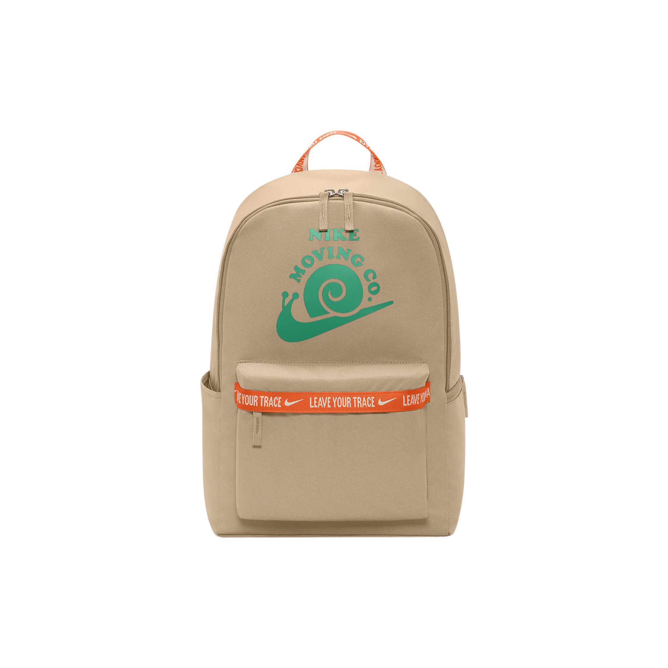 Nike Heritage Sports Casual Polyester Backpack Unisex Backpack Khaki DV6070-200 Khaki