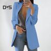 Women Suit Coat Lapel Long Sleeve Open Front Suit Jacket with Pockets Slim Fit Solid Color Business Office Lady Outwear