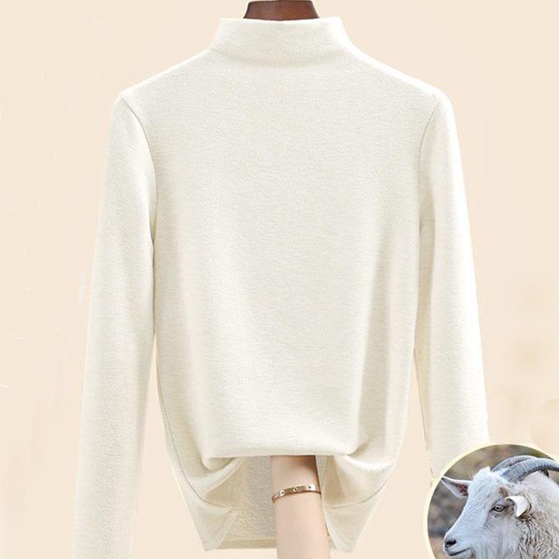 Jesienna i zimowa damska koszula z najniższym kaszmirem Dralon Mulberry Silk Półwysoki dekolt Wewnętrzne wyściełane włosy Ciepłe topy