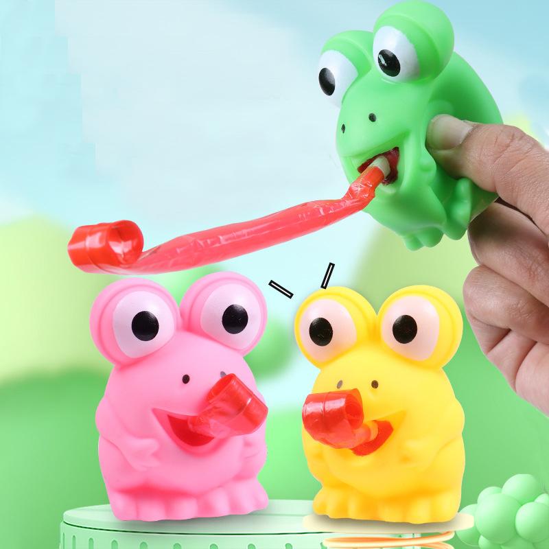 Activating Toys 4Pcs Funny Sticking Tongue Out Frog Sensory Stress Relief Fidget Toys For Kids Birthday Party Favors Halloween Pinata Fillers