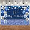 Happy 18 30 40th Adult Birthday Backdrop Black Gold Glitter Balloon Adult Birthday Party Decor Photography Background Props1